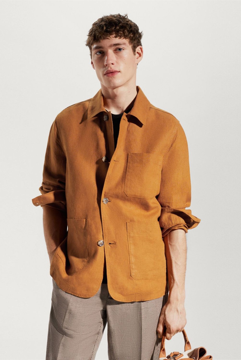 MANGO MAN - Sobrecamisa 100% Lino Bolsillos Hombre Mango Man