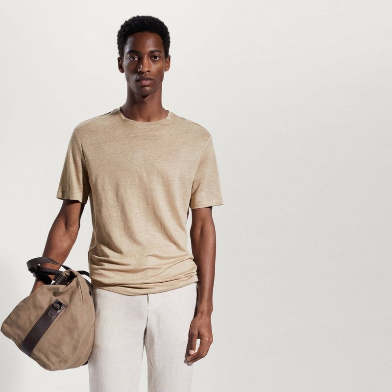 MANGO MAN - Polera Slim Fit 100% Lino Hombre Mango Man