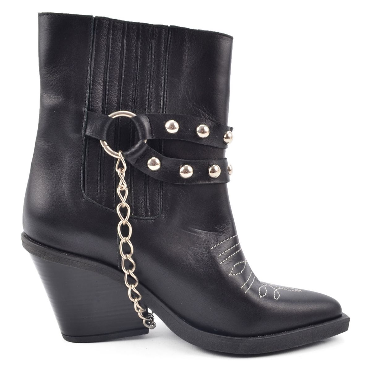 JOKU - Botín Mujer Cuero Negro Joku