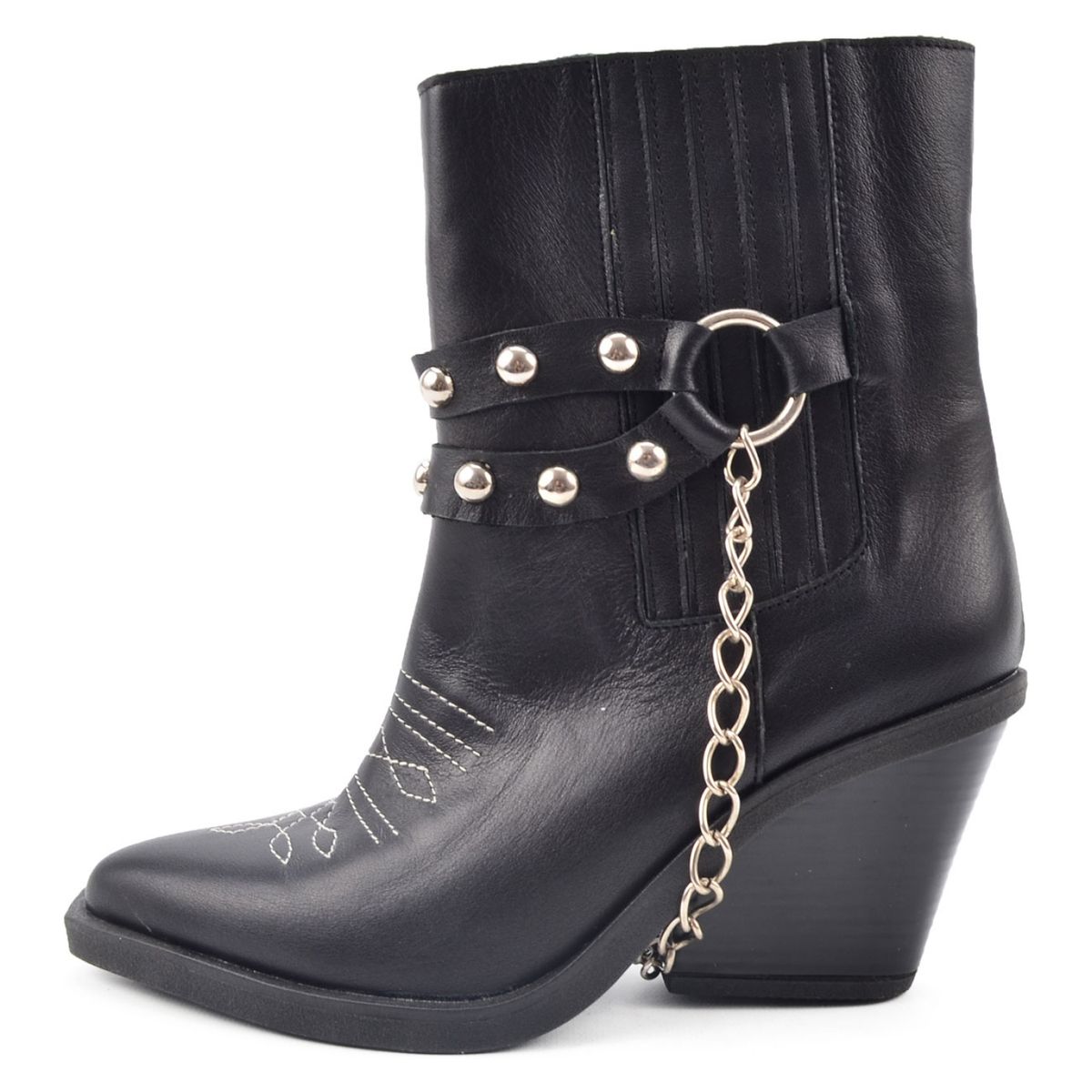 JOKU - Botín Mujer Cuero Negro Joku