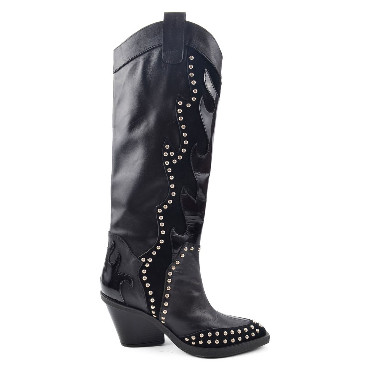 JOKU - Bota Larga Mujer Cuero Negro Joku