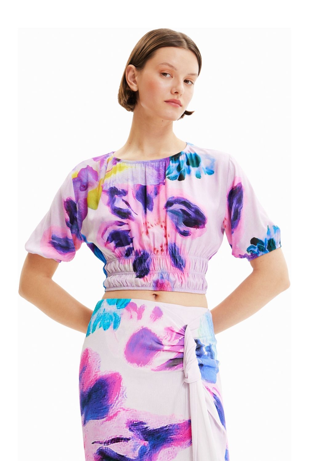 DESIGUAL - Blusa Manga Corta Estampada Mujer Desigual