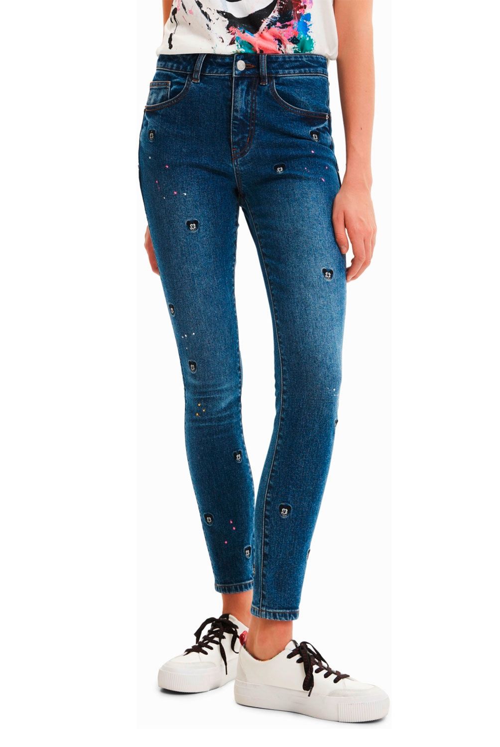 DESIGUAL - Jeans Rectos Mickey Mouse Mujer Desigual