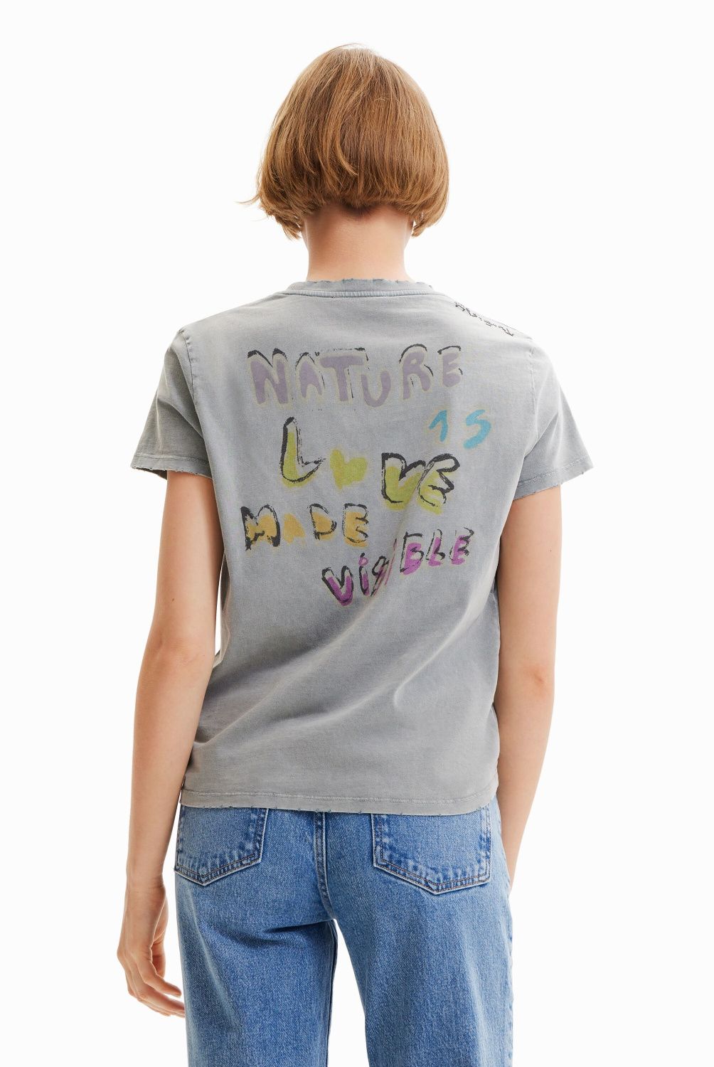 DESIGUAL - Polera Manga Corta Estampada Mujer Desigual
