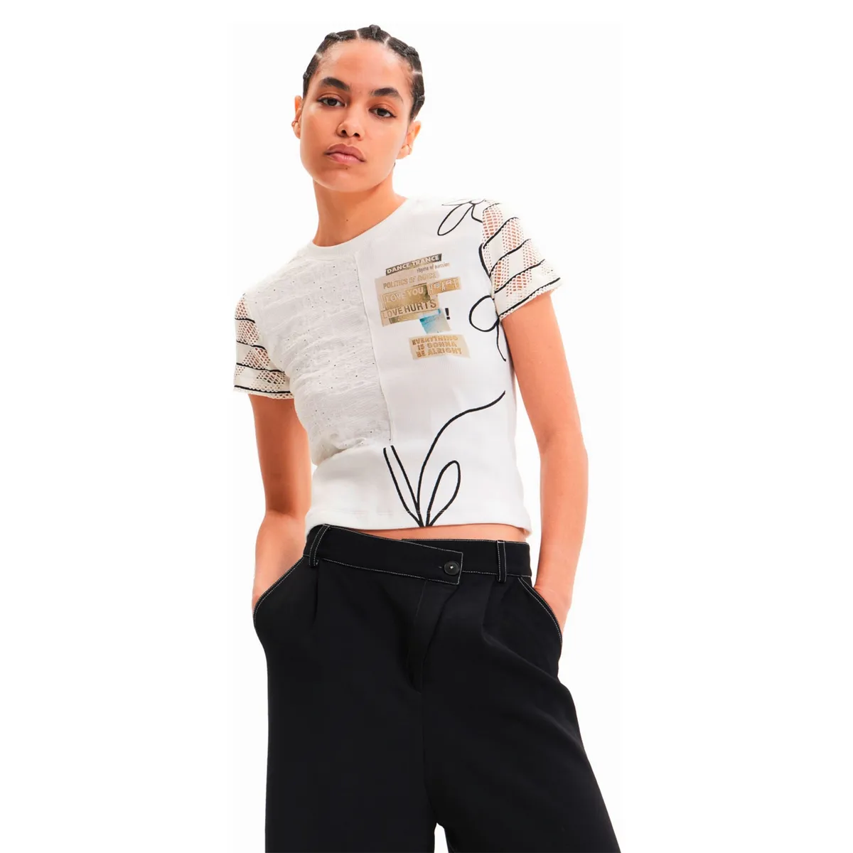 DESIGUAL - Polera Manga Corta Estampada Mujer Desigual
