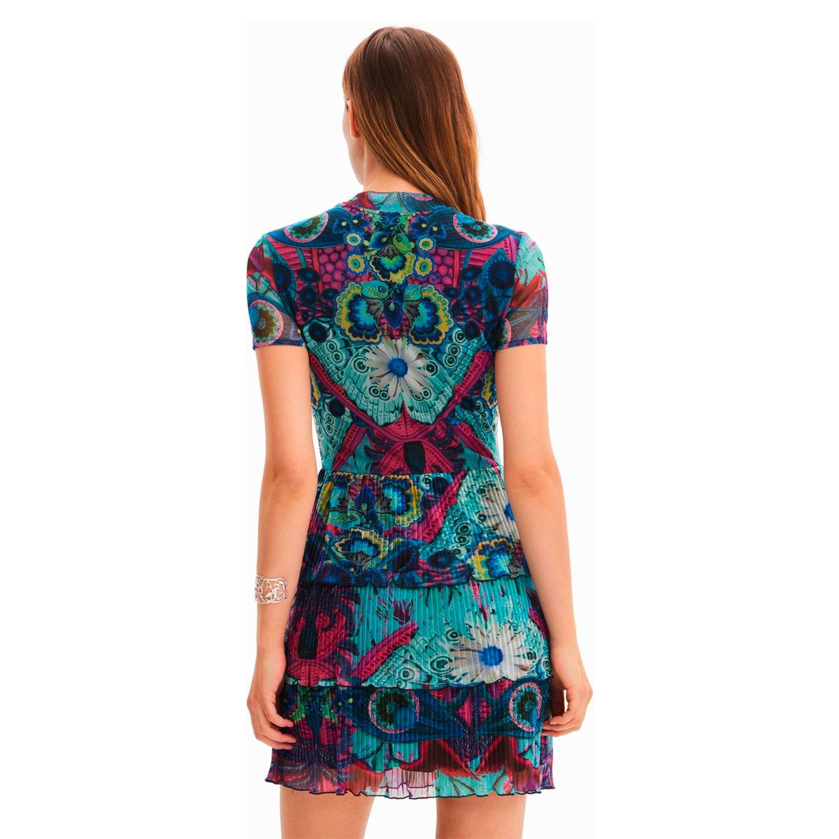 DESIGUAL - Desigual Vestido Mini Manga Corta Estampado Mujer