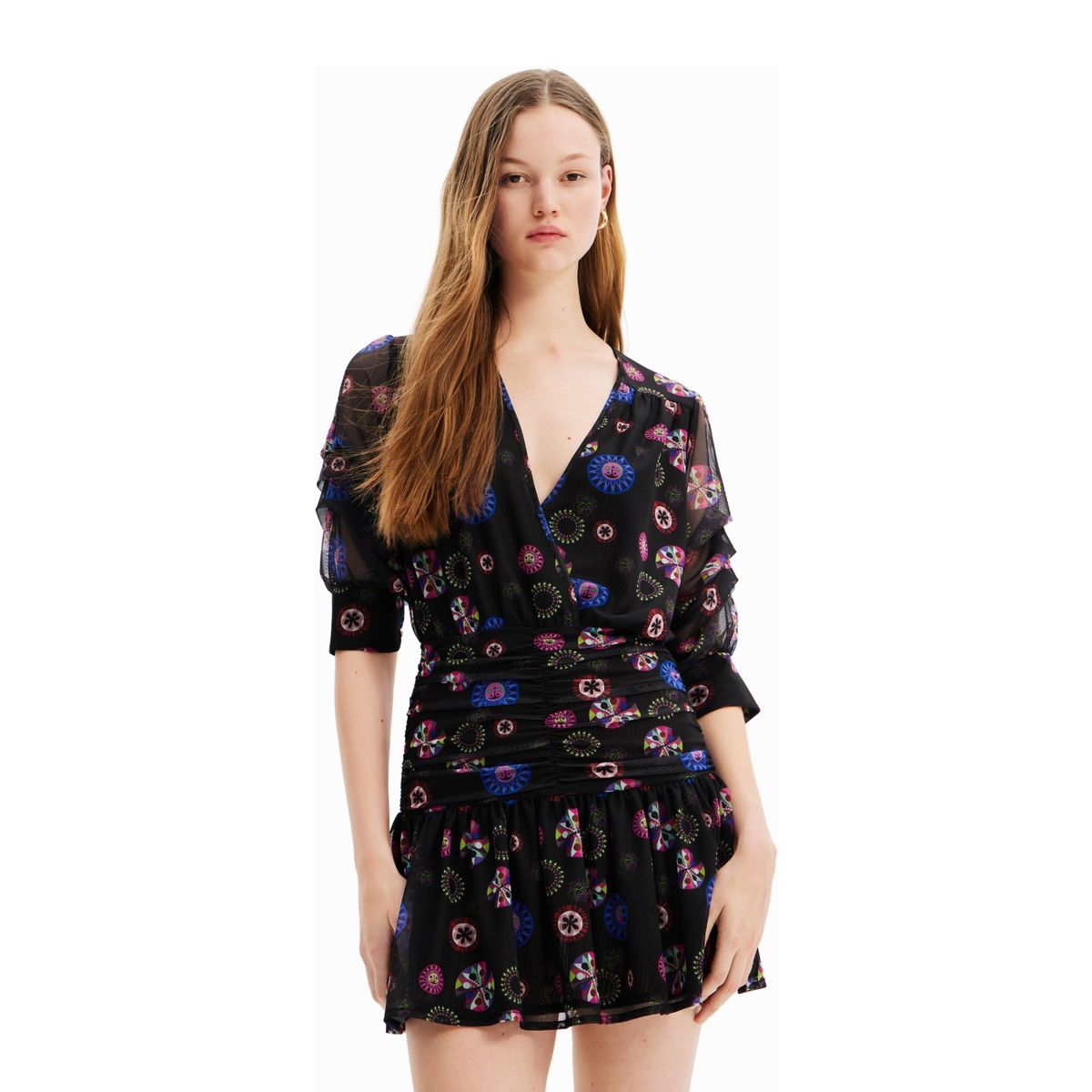 DESIGUAL - Vestido Mini Manga Larga Mujer Desigual