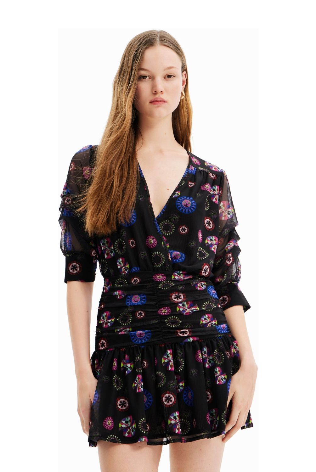DESIGUAL - Vestido Mini Manga Larga Mujer Desigual