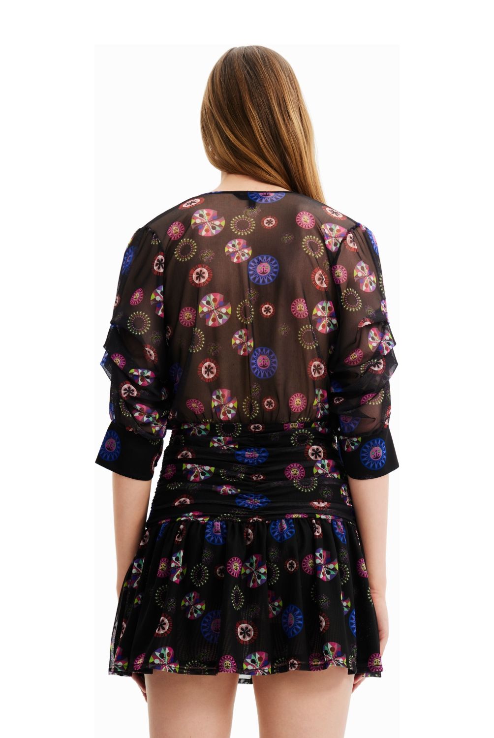 DESIGUAL - Vestido Mini Manga Larga Mujer Desigual