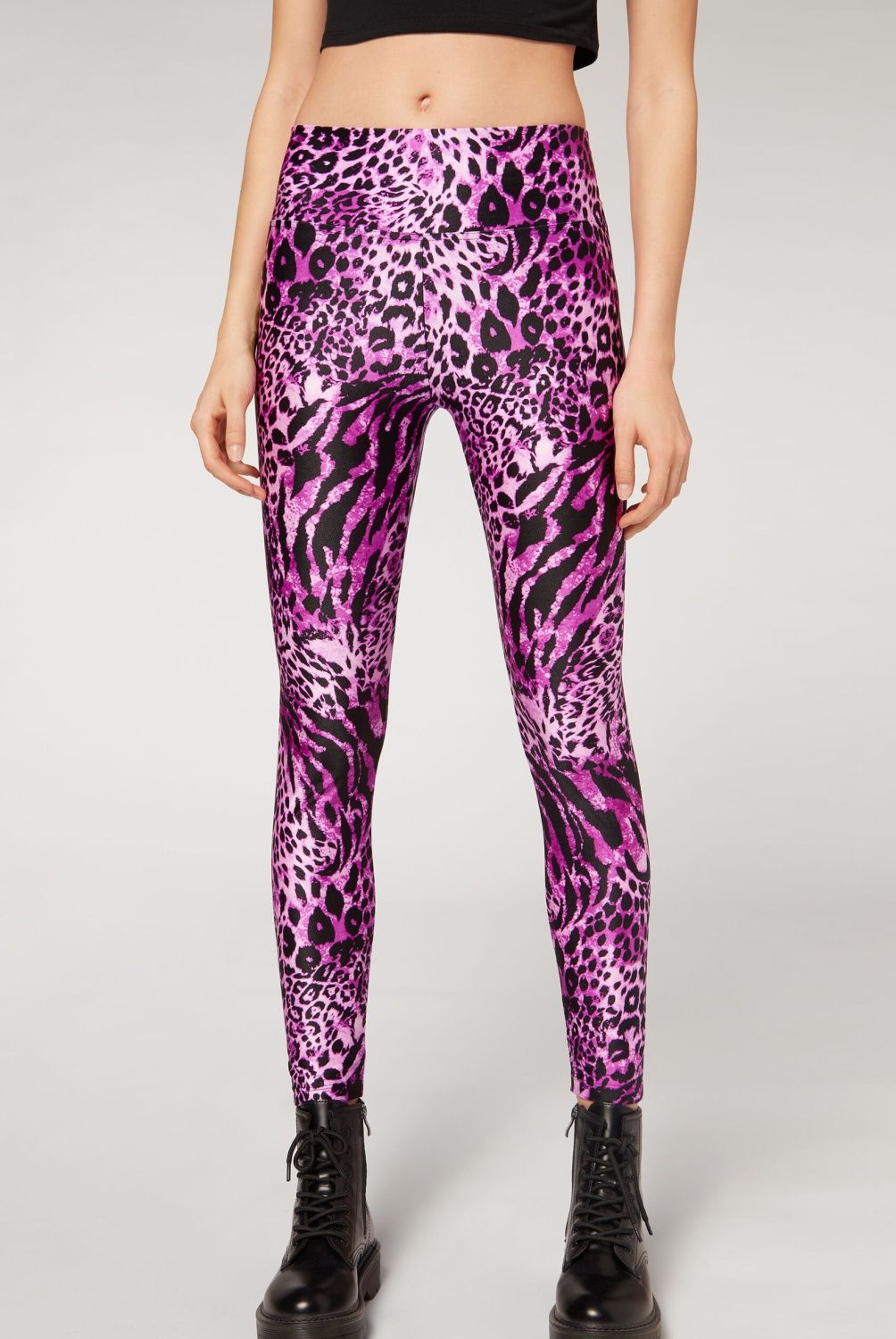 CALZEDONIA - Leggings Brillantes Deportivos Con Estampado Animal Mujer Calzedonia