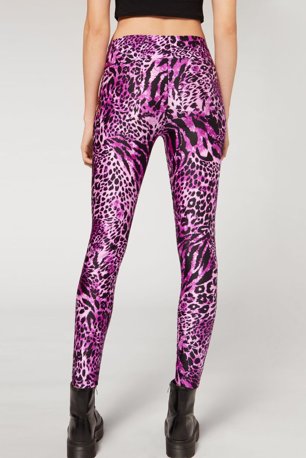 CALZEDONIA - Leggings Brillantes Deportivos Con Estampado Animal Mujer Calzedonia