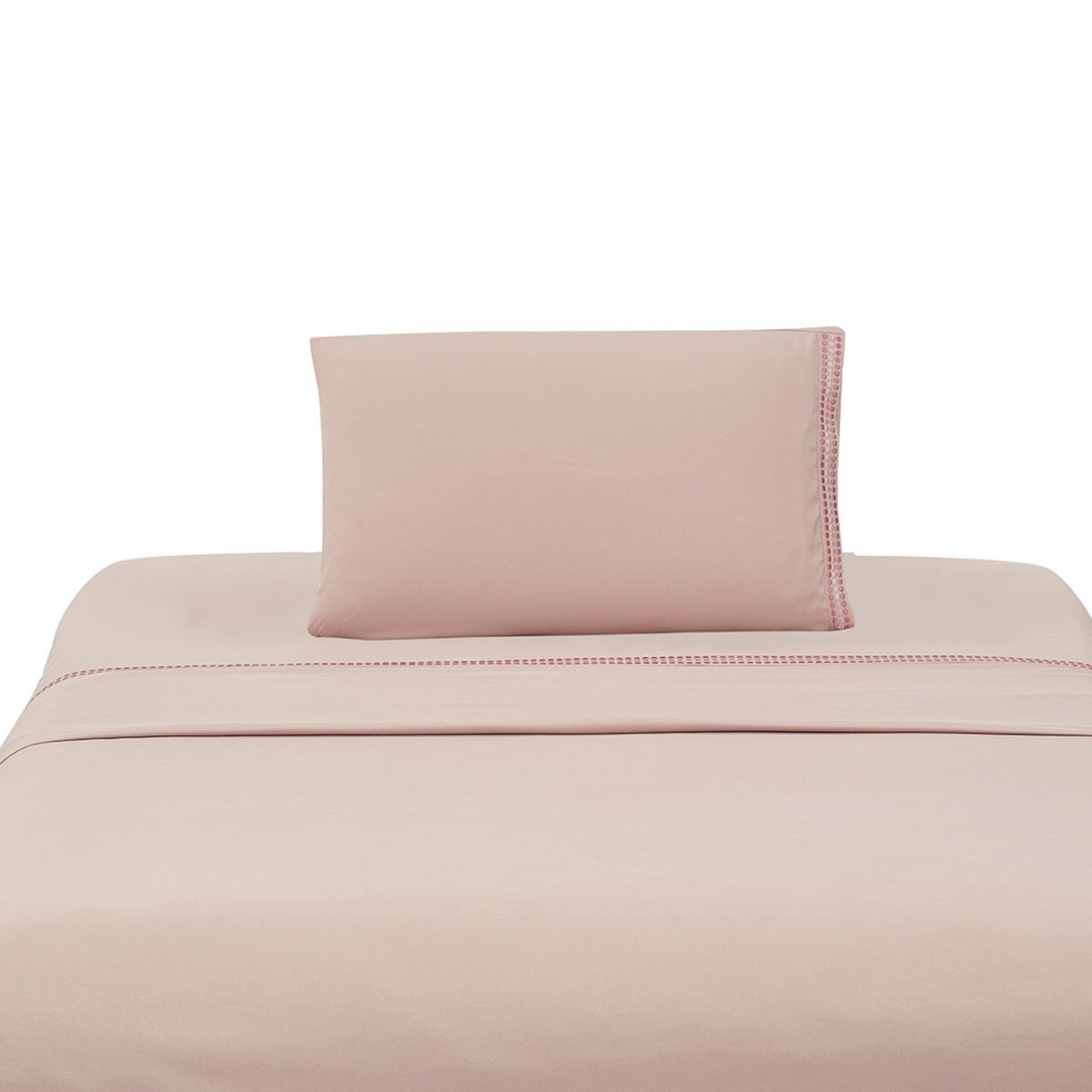ILLUSIONS - Juego de Sábanas Bordada Rosa 1 Plaza Illusions