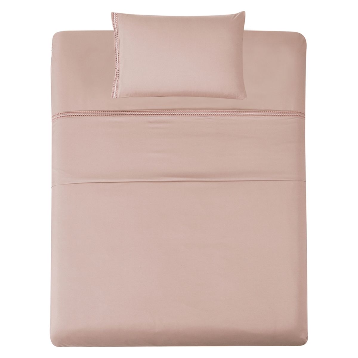 ILLUSIONS - Juego de Sábanas Bordada Rosa 1 Plaza Illusions