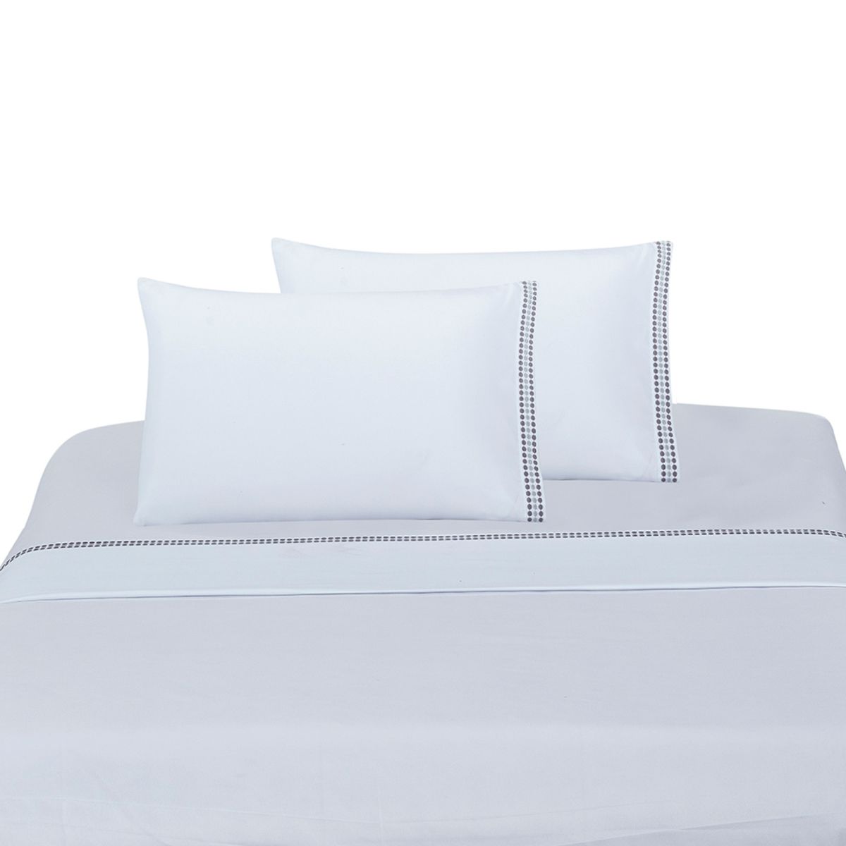 ILLUSIONS - Juego de Sábanas Bordada Blanca King Illusions