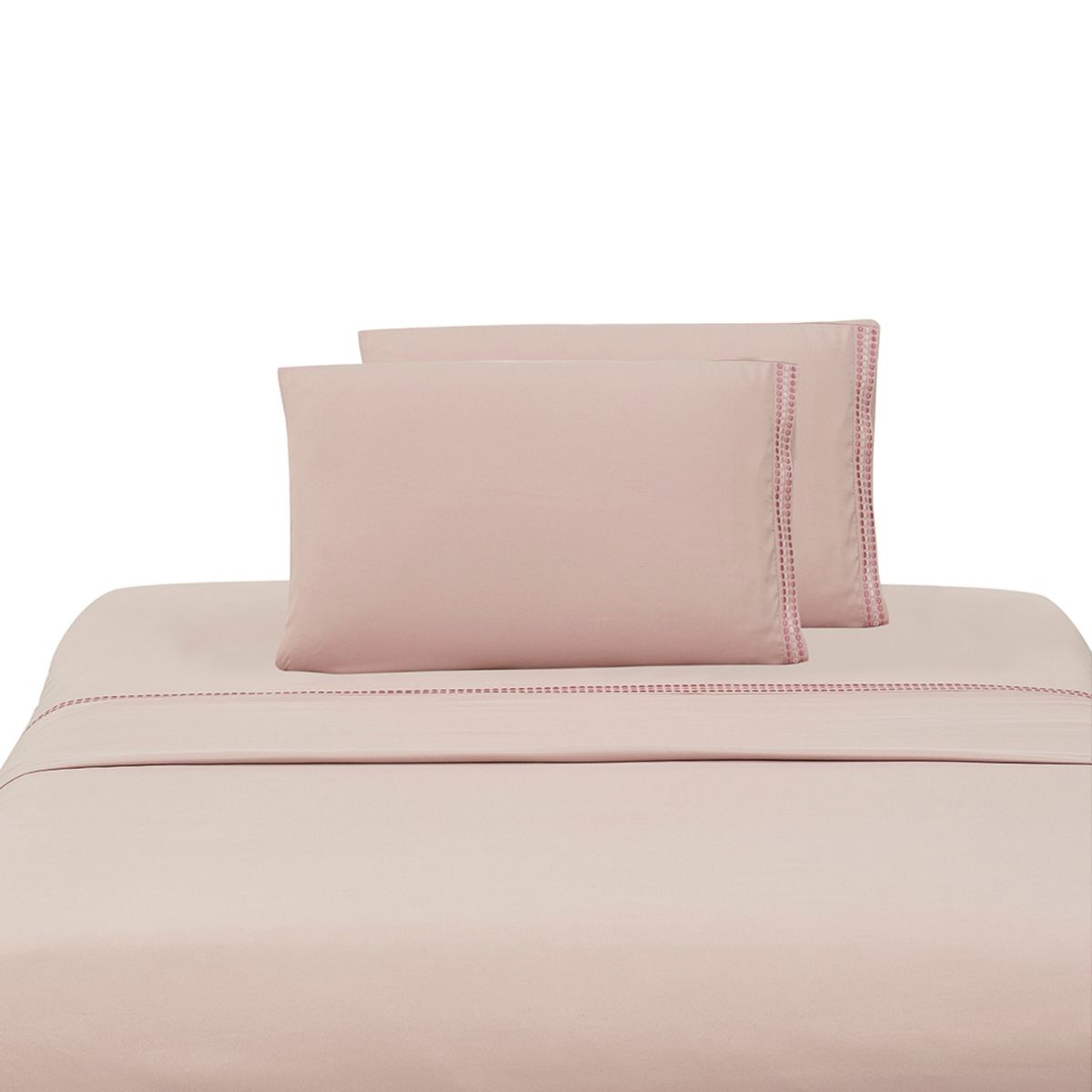 ILLUSIONS - Juego de Sábanas Bordada Rosa King Illusions