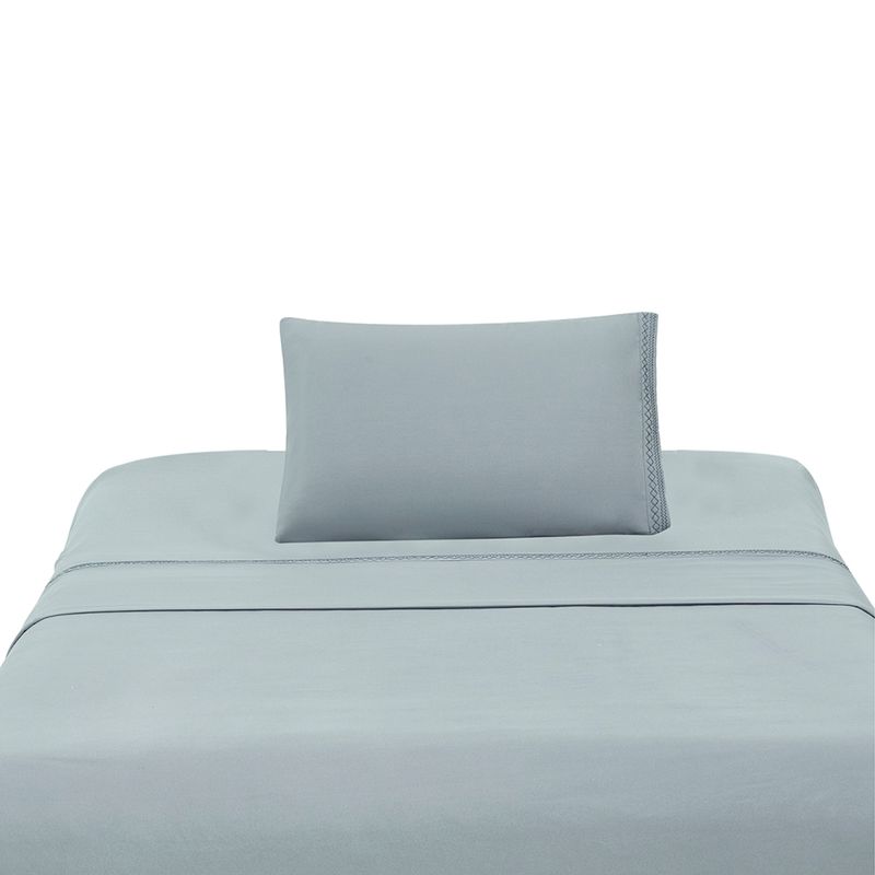 ILLUSIONS - Juego de Sábanas Broderie Gris 1,5 Plazas Illusions