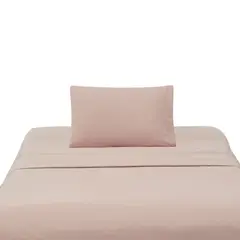 ILLUSIONS - Juego de Sábanas Broderie Rosa 1,5 Plazas