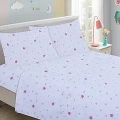 ILLUSIONS - Juego de Sábanas 144 Hilos Infantil Stars 1.5 Plazas