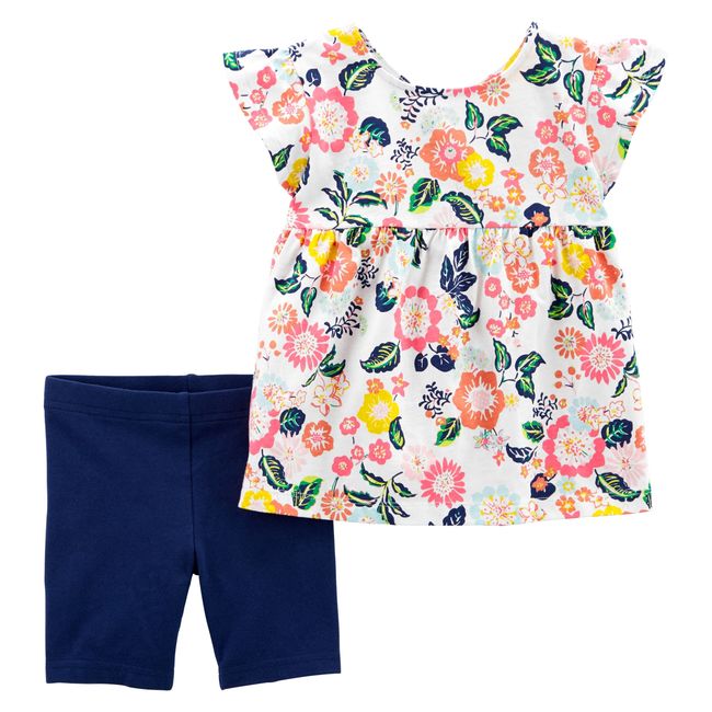 CARTER'S - Conjunto 2 Piezas Polera Y Short Tipo Calza Bebé Niña Carter's