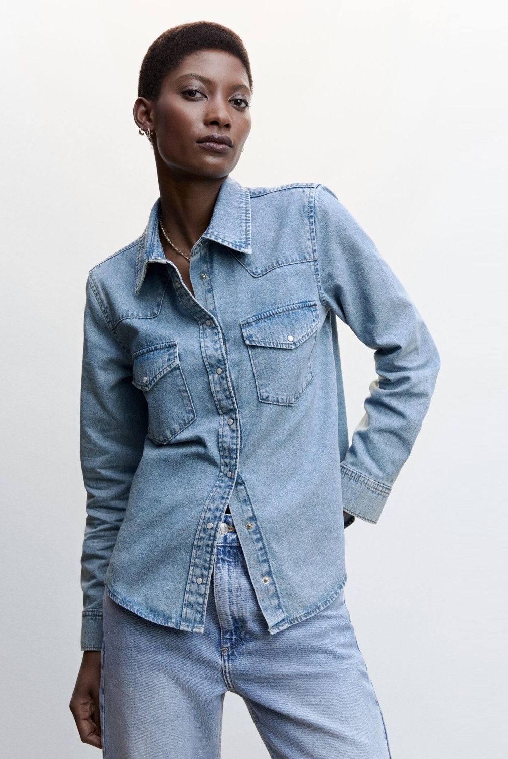MANGO - Mango Camisa Vaquera Bolsillos Mujer