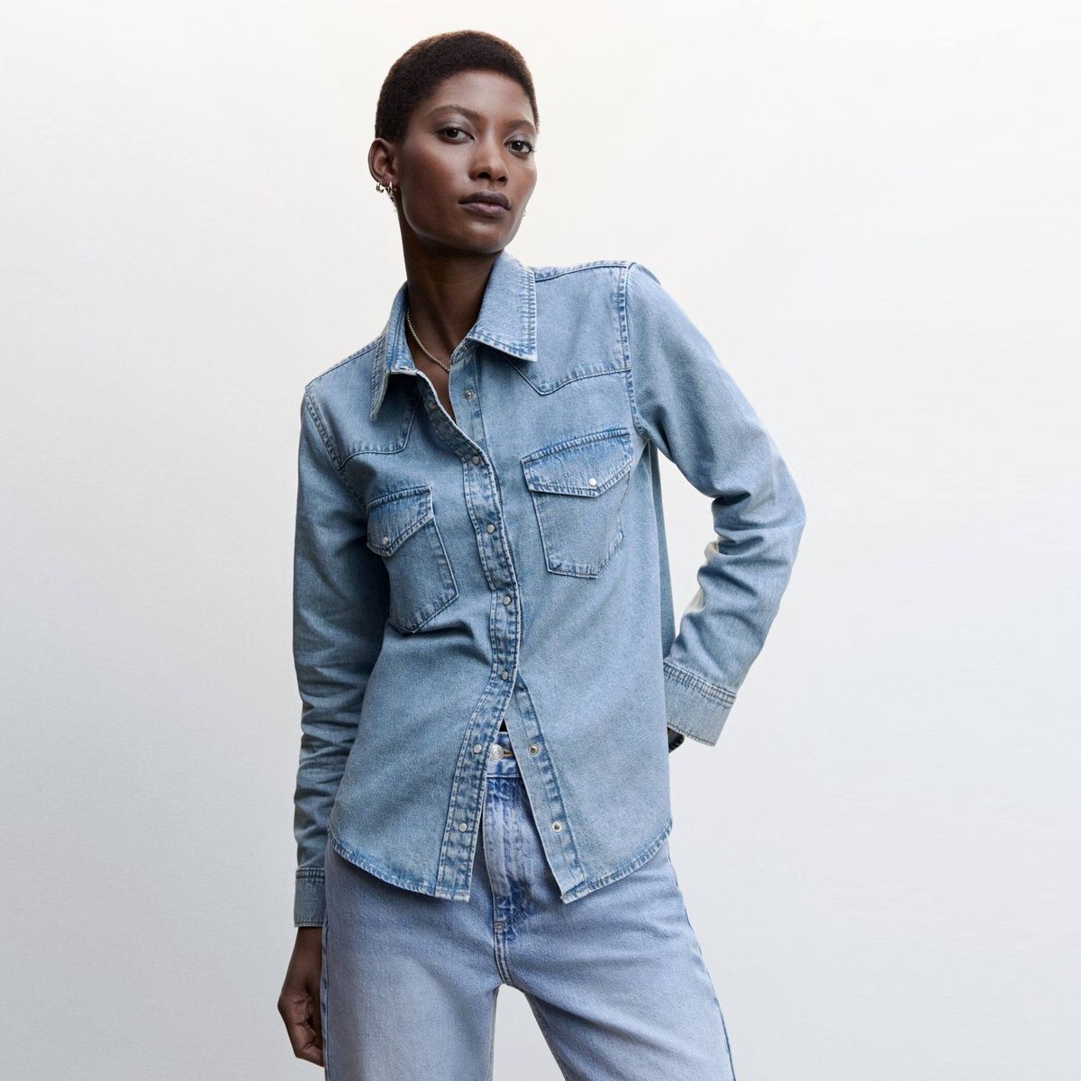 MANGO - Mango Camisa Vaquera Bolsillos Mujer