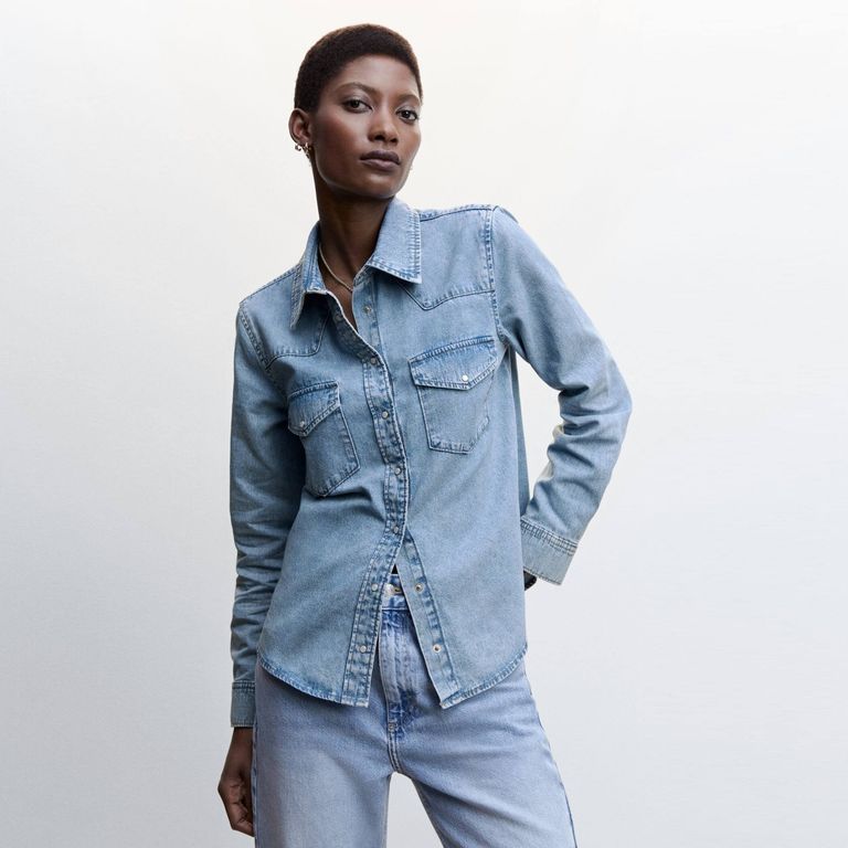 MANGO Mango Camisa Vaquera Bolsillos Mujer