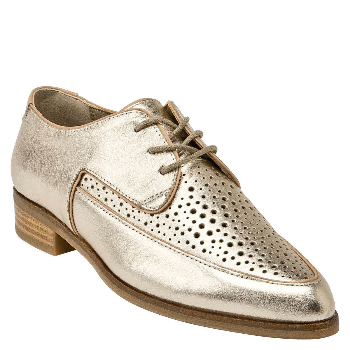 POLLINI - Zapato Casual Mujer Cuero Dorado Pollini