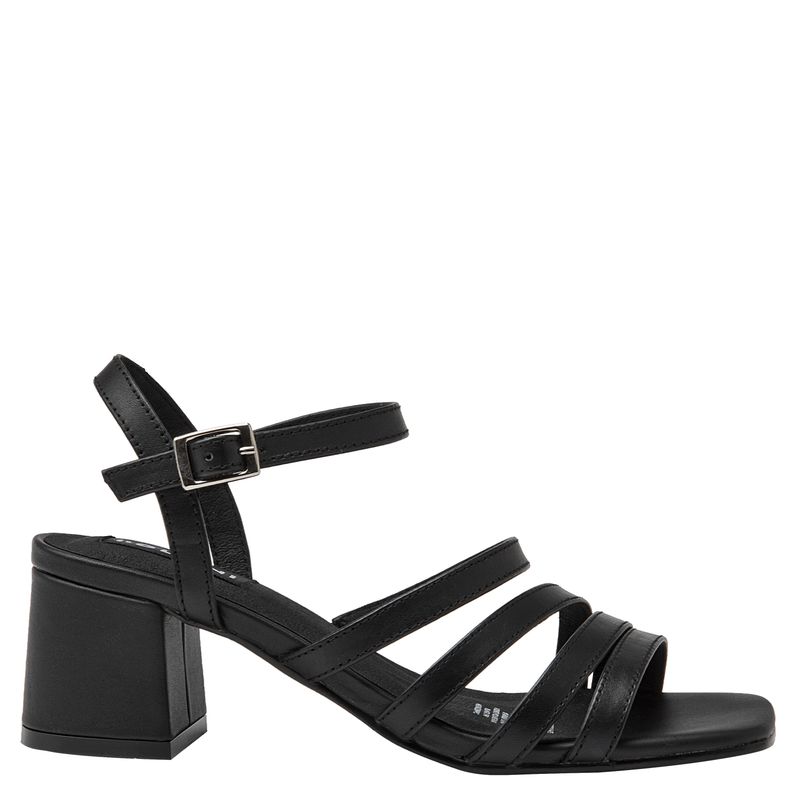 POLLINI - Sandalia Mujer Cuero Negro Pollini
