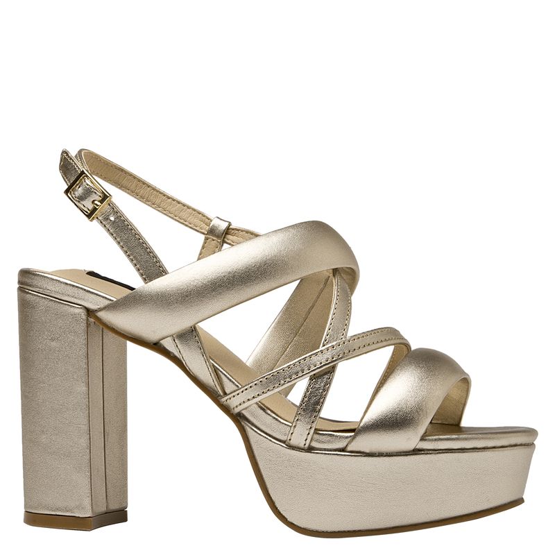 POLLINI - Sandalia Mujer Cuero Dorado Pollini