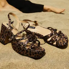 POLLINI - Sandalia Mujer Cuero Animal Print