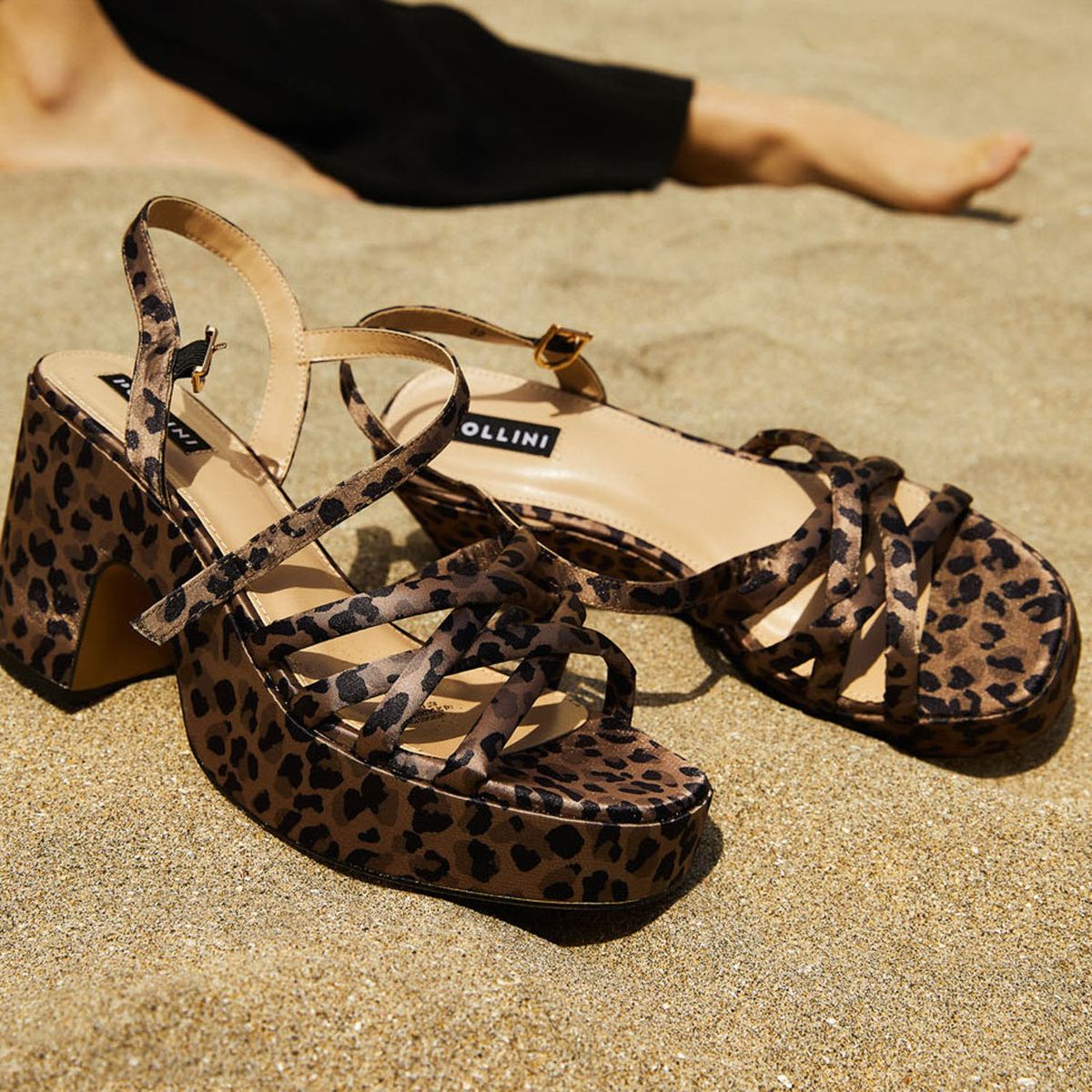 POLLINI - Sandalia Mujer Cuero Animal Print Pollini