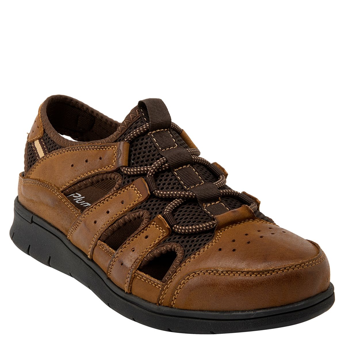 PLUMA - Sandalia Hombre Cuero Café Pluma