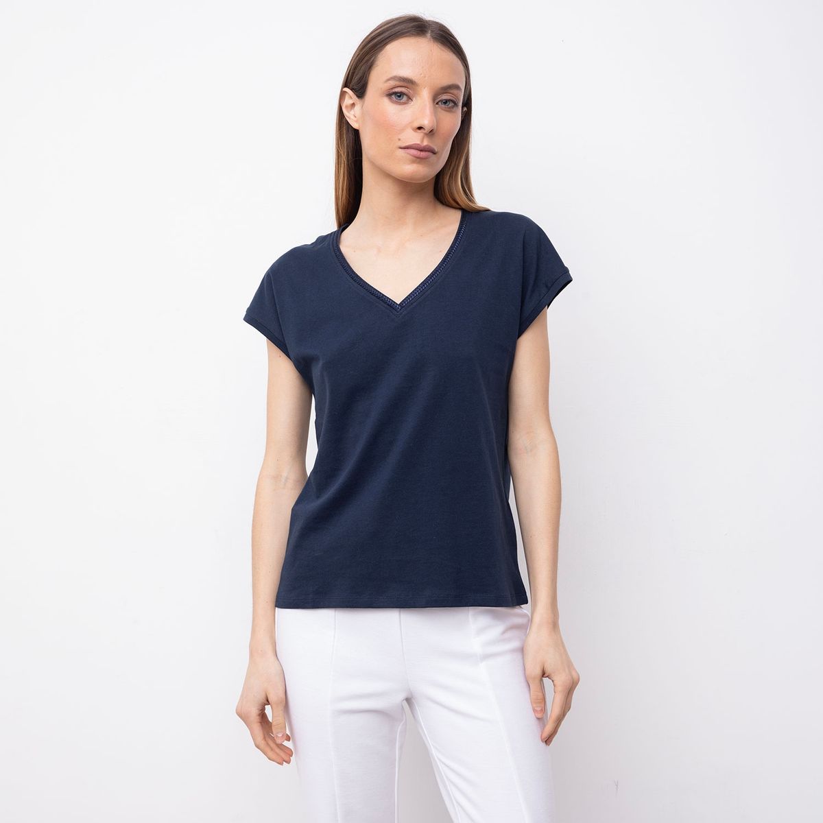 MAISON 123 - Polera Cuello Redondo Manga Corta Mujer 123
