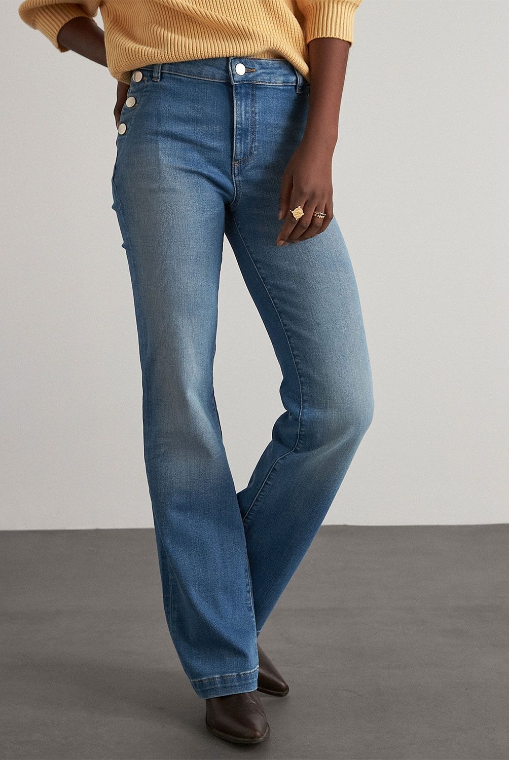 MAISON 123 - Jeans Flare Tiro Medio Algodón Mujer 123