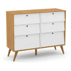 KIDSCOOL - Cómoda 6 Cajones Blanco Eco Wood Gold