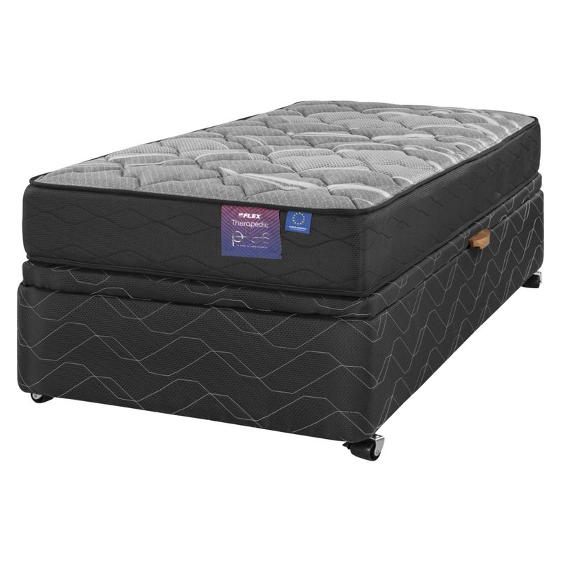 FLEX - Diván Therapedic Plus Flex 1.5 Plaza 105X200 Cm + Respaldo Royal Negro
