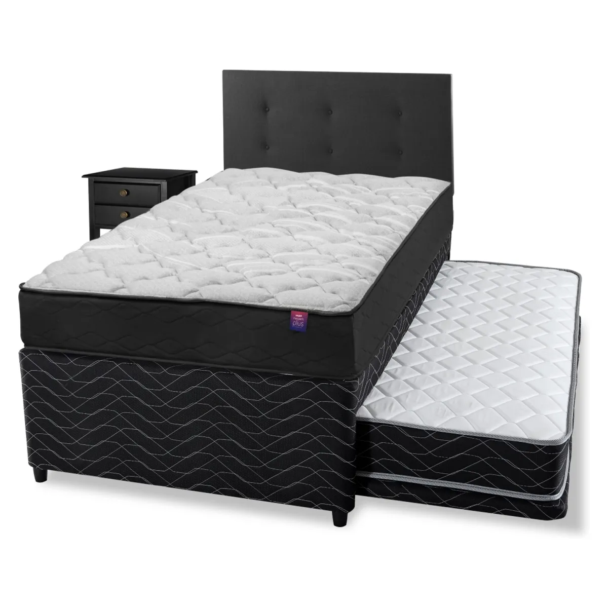 FLEX - Diván Therapedic Plus Flex 1.5 Plaza 105X200 Cm + Respaldo Royal + Velador Rover Flex