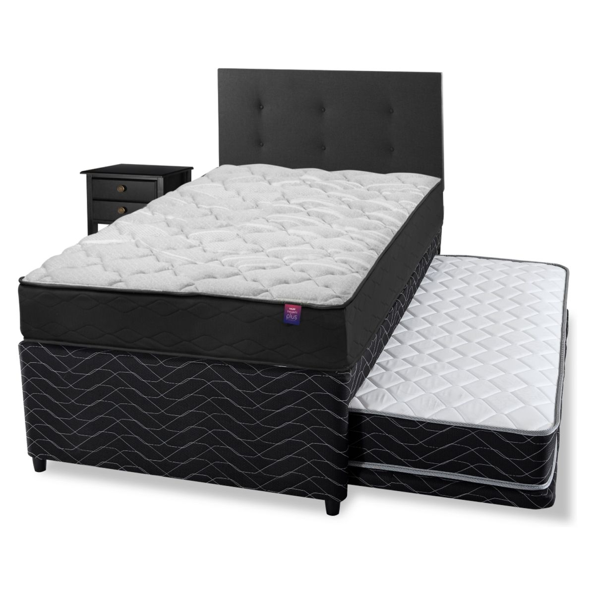 FLEX - Diván Therapedic Plus Flex 1.5 Plaza 105X200 Cm + Respaldo Royal + Velador Rover Flex