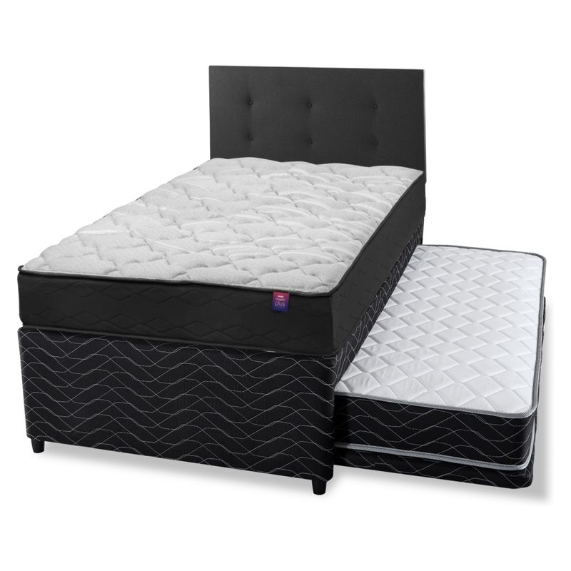 FLEX - Diván Therapedic Plus Flex 1.5 Plaza 105X200 Cm + Respaldo Royal Negro Flex