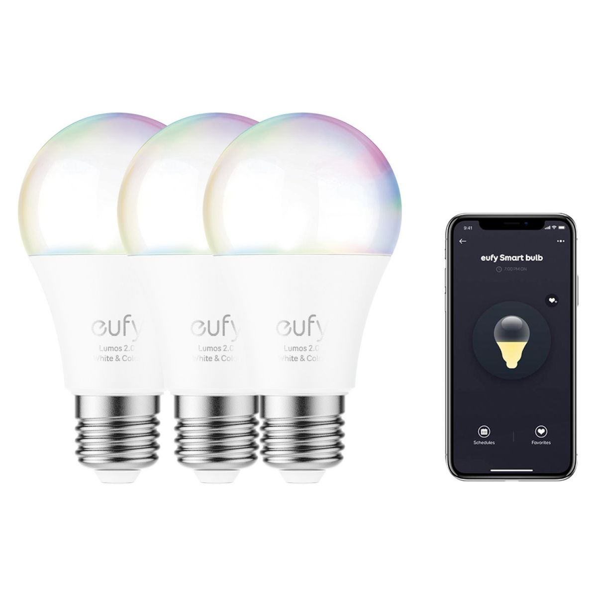 EUFY - Pack 3 Ampolletas Inteligentes Lumos Color 2.0 Eufy