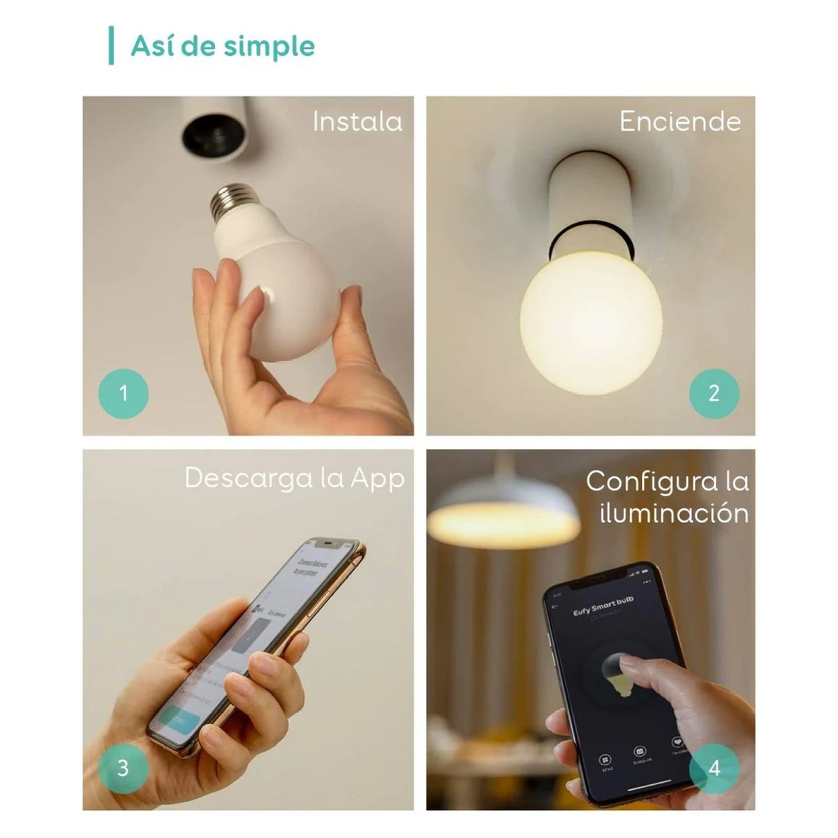 EUFY - Pack 3 Ampolletas Inteligentes Lumos Color 2.0 Eufy