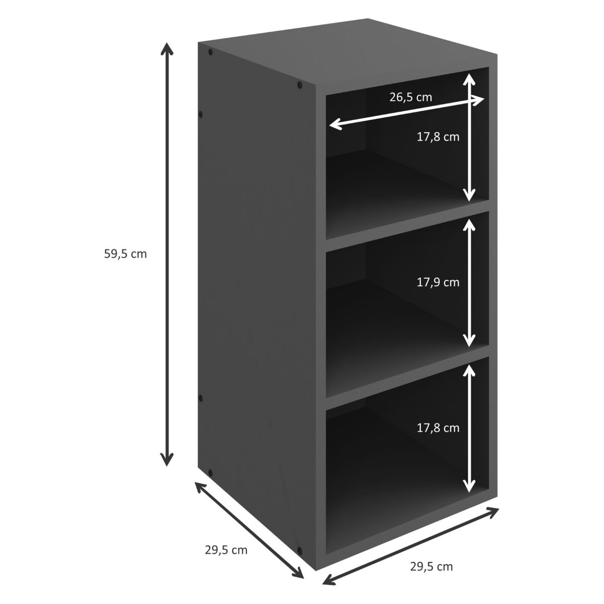 BE DESIGN - Repisa 3 Espacios Grafito 1007 Mov Be Design