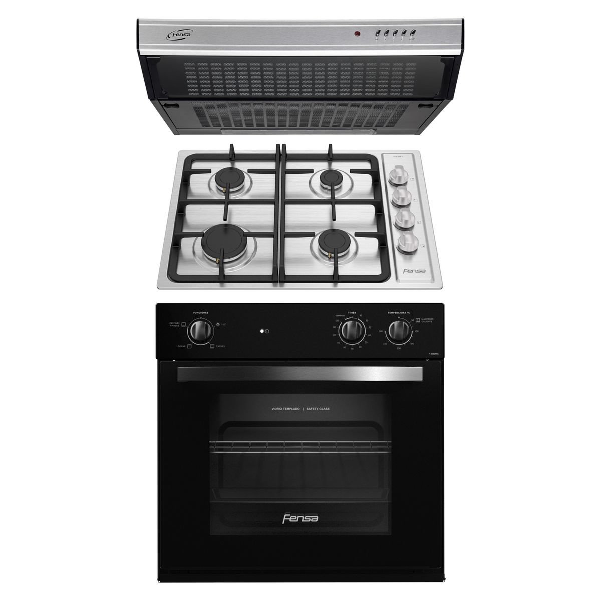 FENSA - Kit Horno F 1060NA + Encimera 4HF + Campana U6160 Fensa