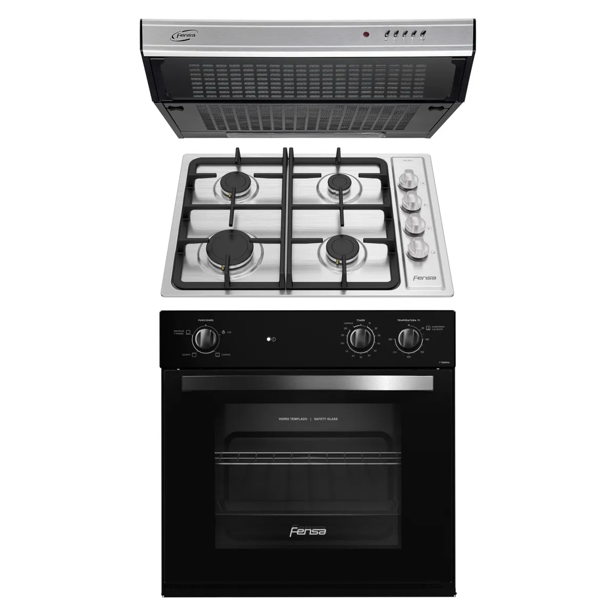 FENSA - Kit Horno F 1060NA + Encimera 4HF + Campana U6160 Fensa