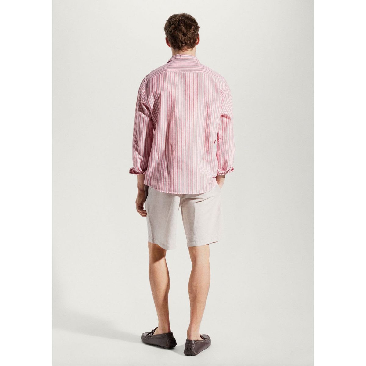 MANGO MAN - Camisa Lino Regular Fit Manga Larga Hombre Mango Man