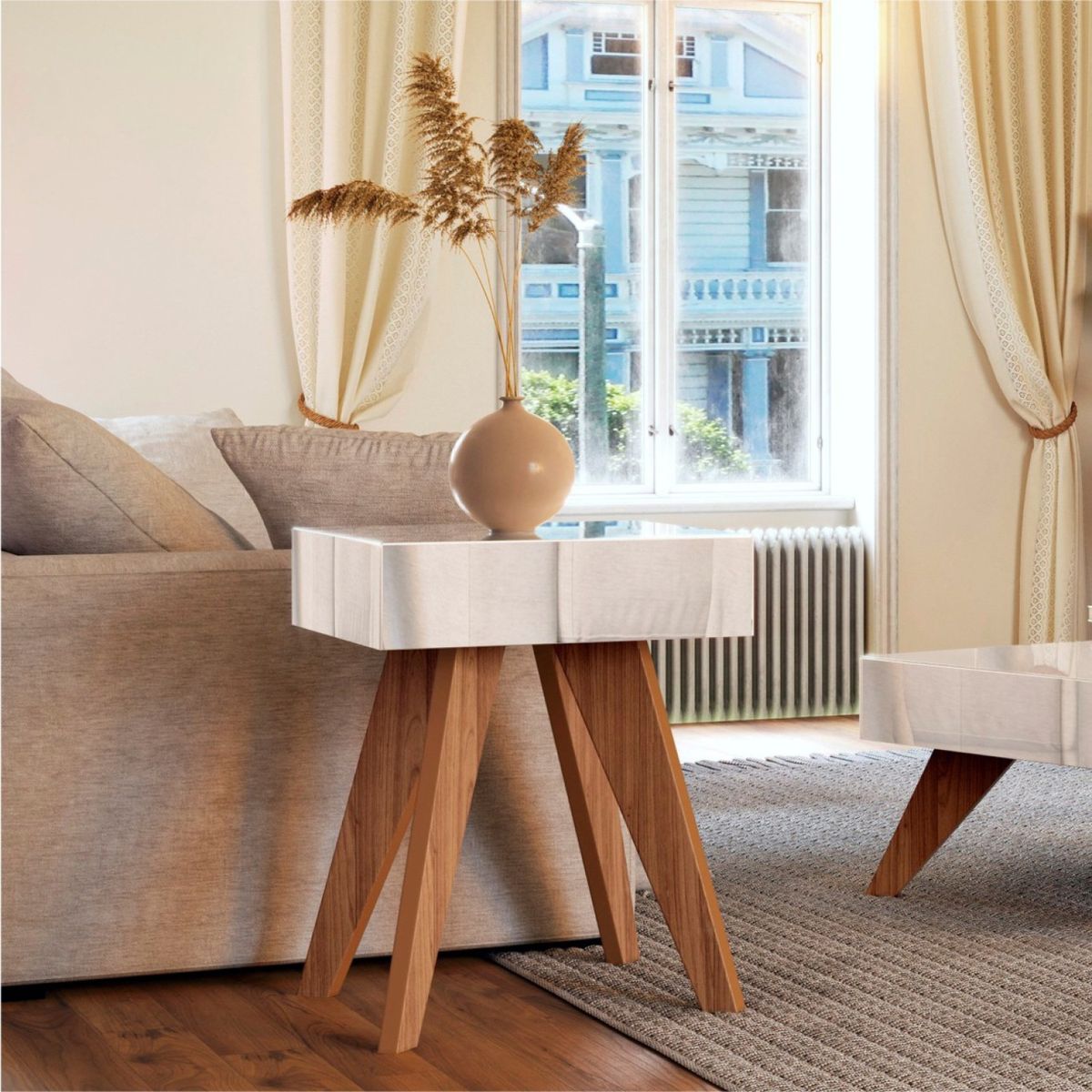 DECOCASA - Mesa Auxiliar TB710E Espejo Decocasa