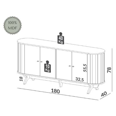 Imagen 2 del producto Buffet Tb296 Curvo 1.8