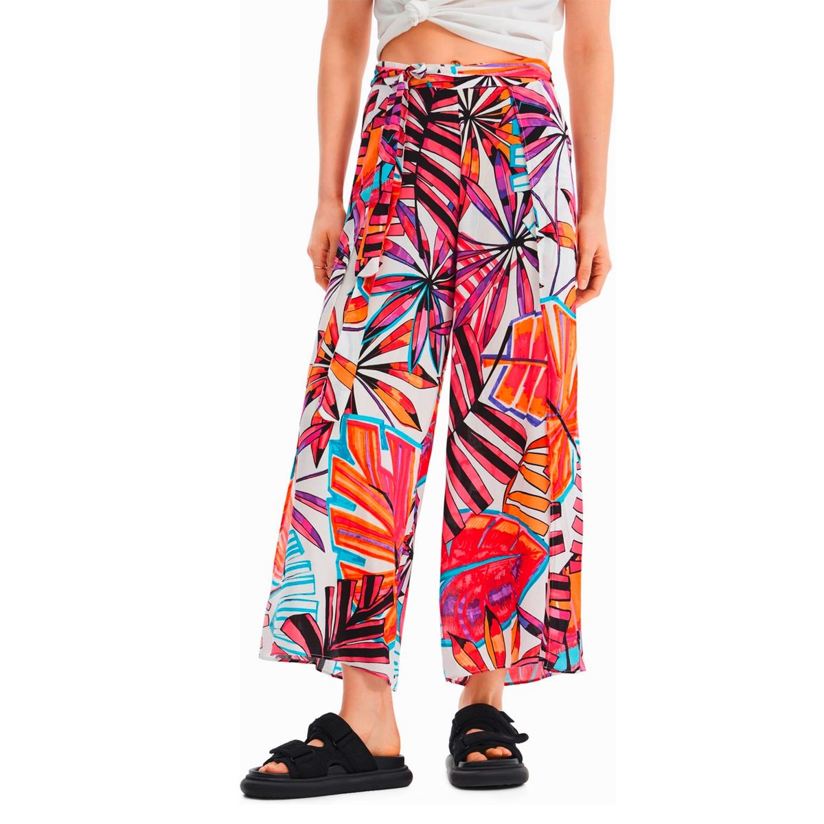 DESIGUAL - Pantalones Wide Leg Estampado Mujer Desigual