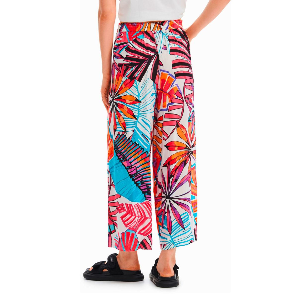 DESIGUAL - Pantalones Wide Leg Estampado Mujer Desigual
