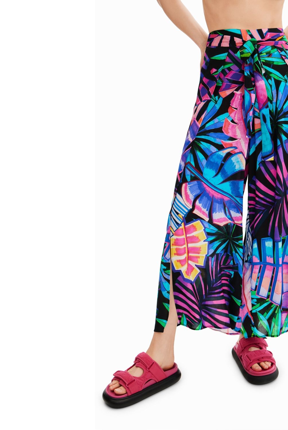 DESIGUAL - Pantalones Wide Leg Estampado Mujer Desigual